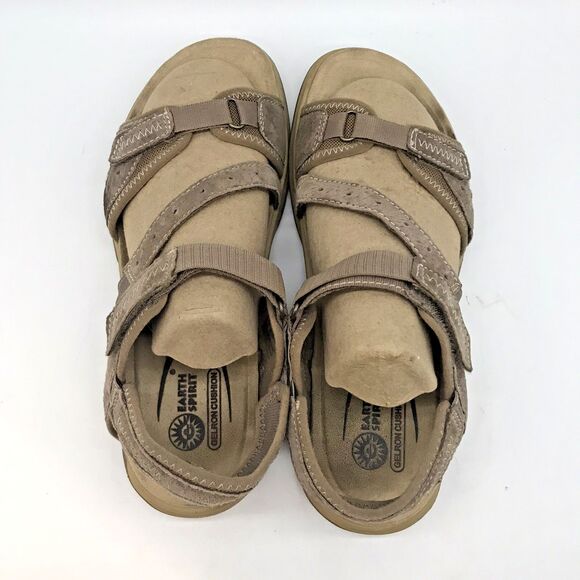 Earth Spirit Gelron Cushion Sandals Women's 8.5 Tan Suede Adjustable Strap Shoe - Picture 6 of 11